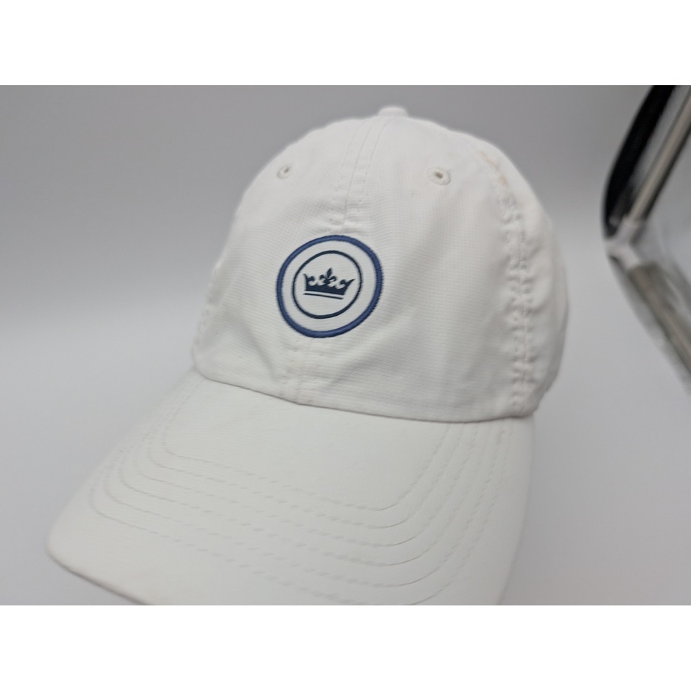 Peter Millar Mens White Performance Golf Hat Adjustable Strapback Crown Logo OS